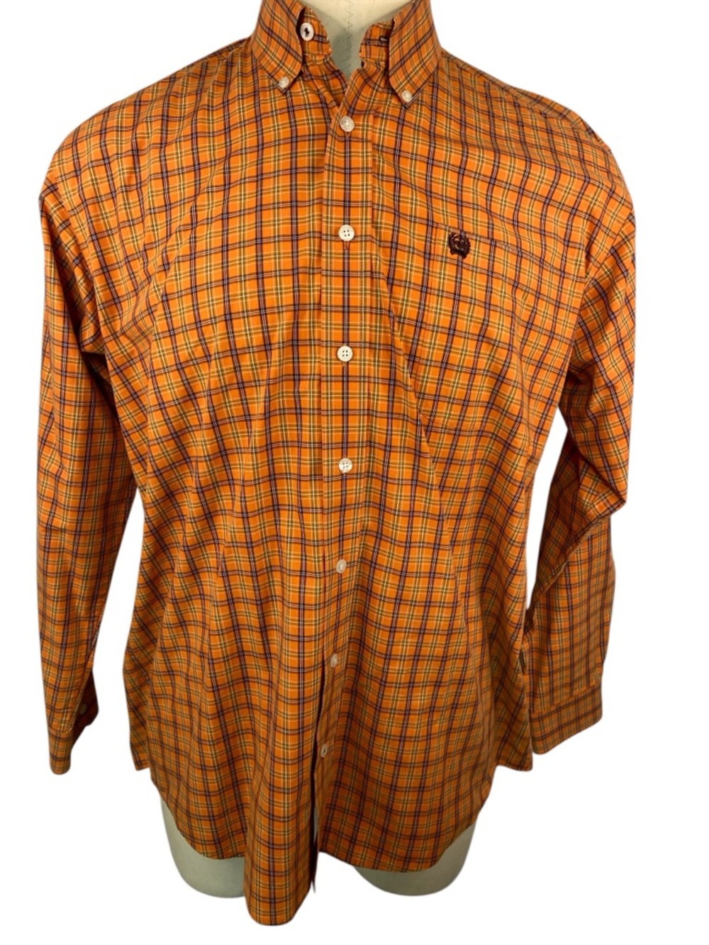 Cinch Orange Plaid Long Sleeve Button Up Western Shirt Men’s Medium
